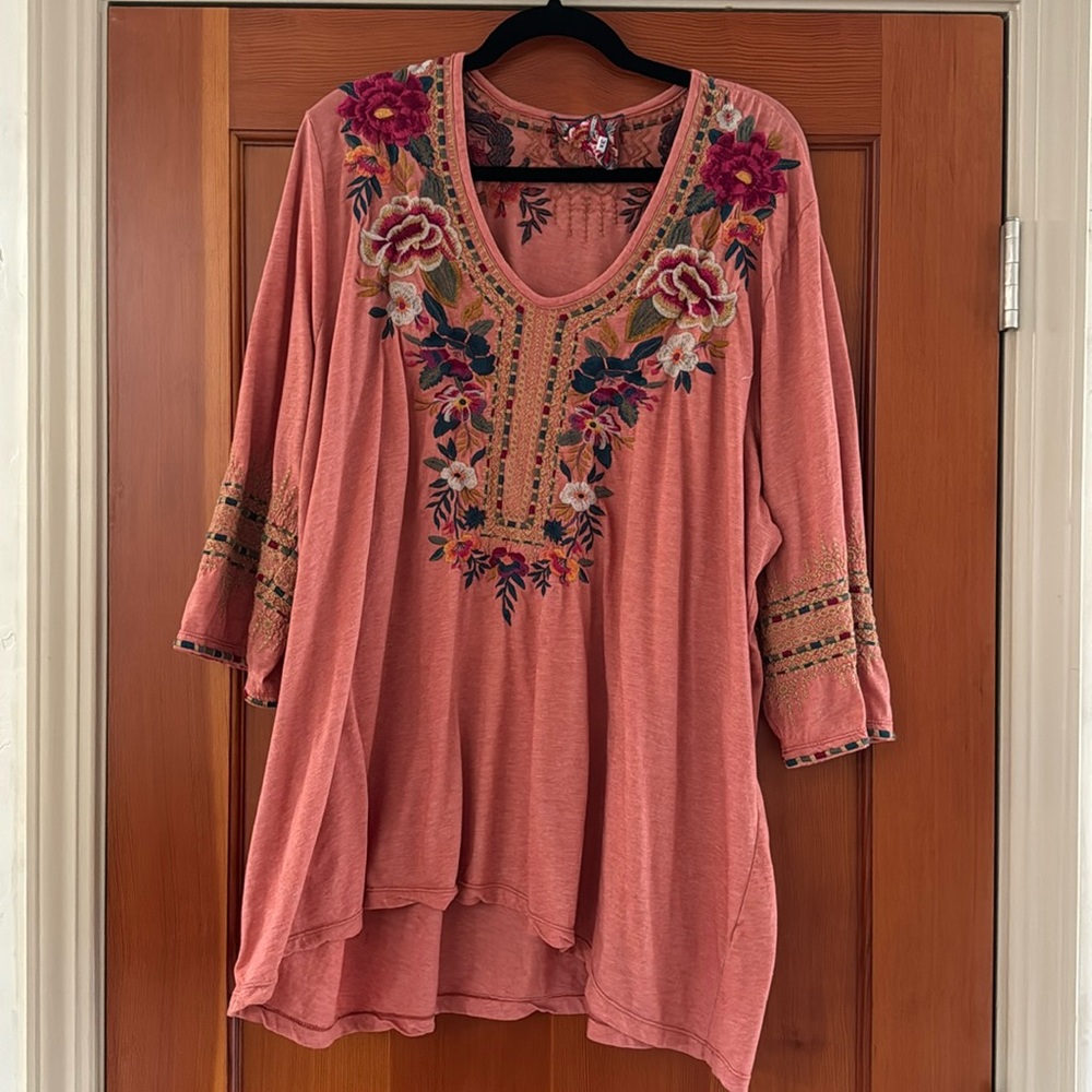 Johnny Was Floral Embroidered Top